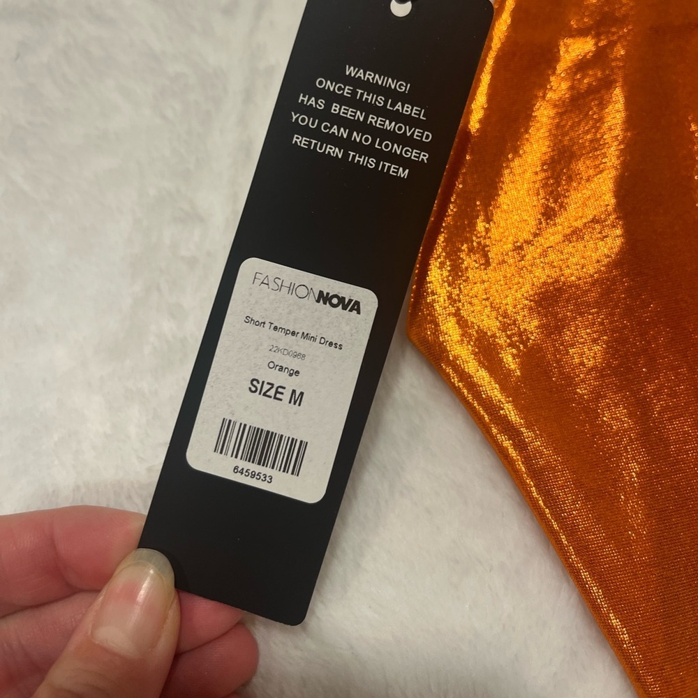 Fashion Nova Short Temper Metallic Mini Dress - Orange - Size M - Picture 6 of 8